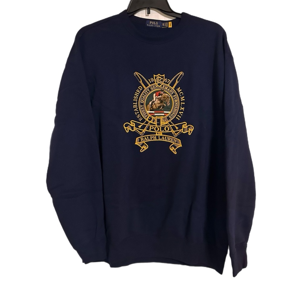Polo by Ralph Lauren Navy Sweatshirt with Gold Emblem
